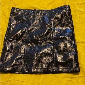 Black leather mini skirt